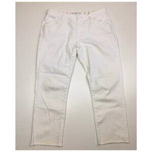 KATE SPADE New York Broome Street White Gold Logo Hardware Fray Hem Ankle Jeans